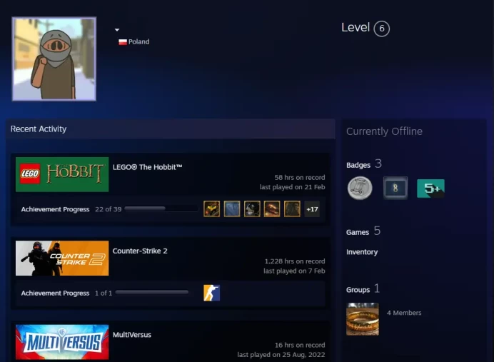 CS2 Prime 1228 hours+6Medals(2019-2020-2021 Service Medal/Loyalty Badge/5Y/Global Offensive Badge)