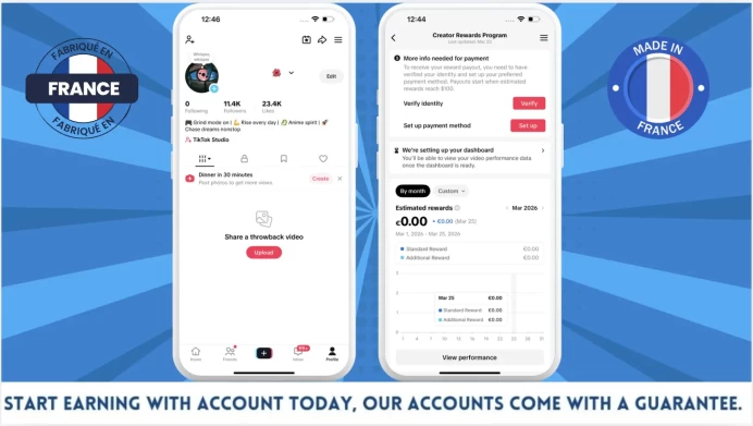100% Monetized France Account Creator Rewards Program Active | 11k Real Followers & 23k Likes | Real Screenshots + Full Access + Good Standing