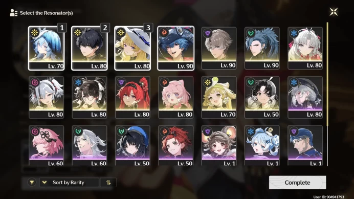 Shorekeeper, Brant S1, Jiyan S1, Xiangli Yao S1, Phoebe, Carlotta Static, Camellya EoG, Zhezhi Cosmic, Yinlin, Verina | Single Kuro | Bd Unset