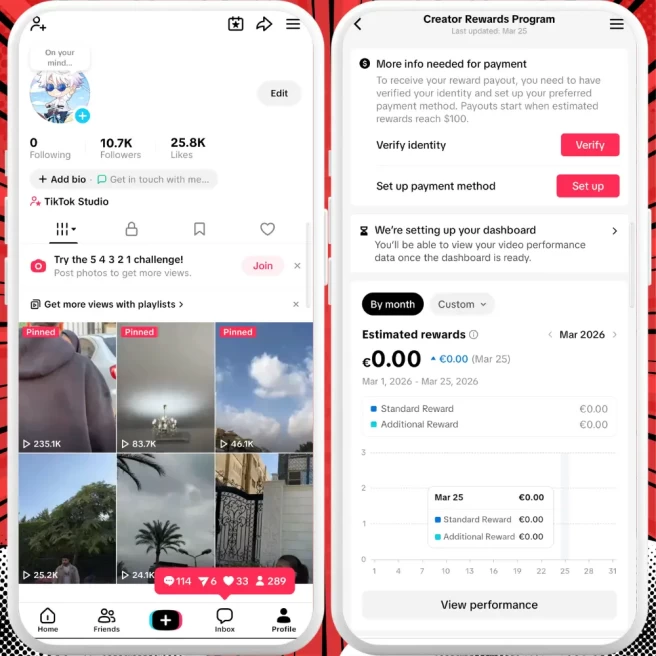 [Discounted] France Monetized Creator Rewards Program Account | 10K Authentic Followers & 25K Likes | Verified Screenshots + Good Standing