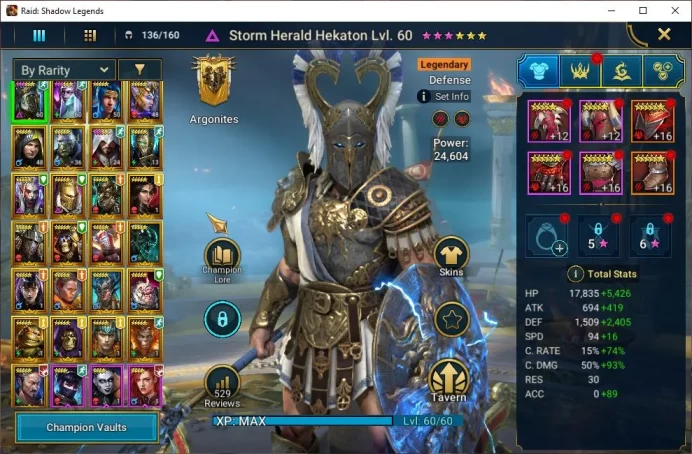 Lv31 464K Power|25 Legendary (Strom Herald,Duchess Lilitu,Ninja,Wukong,Rathalos,Dknight,Etc)|97 Epic|95K Energy|Plarium(RSL1358)