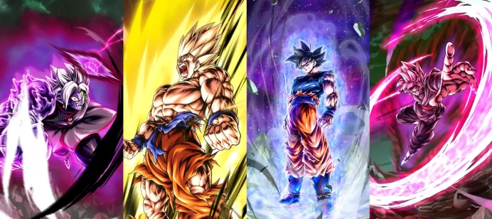 4UL [iOS]8S UL Half-Corrupted Fusion Zamasu[purple]+UL Super Saiyan Goku[yellow]+Ultra Instinct -sign- Goku[yellow]+UL Super Saiyan Rose Goku Bl