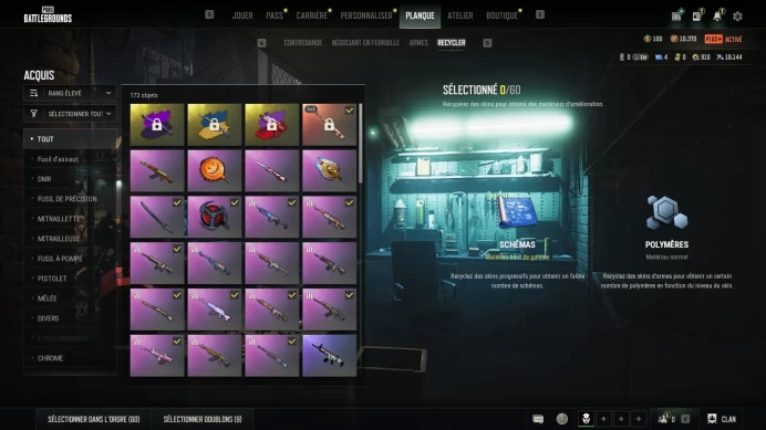 [Code 9635] [Epic Game pubg plus+ Level 177] 3 Skins Chroma + 1 Leg Progressive + Bugatti Chiron + Urus S Lusso / Very Rare