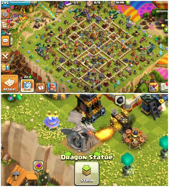 [Best Equipment]||Th16 Wall Maxed||15 Epic Equipment||Leauge Queen Skin||Dragon Statue||Legend Hit||Exp:245