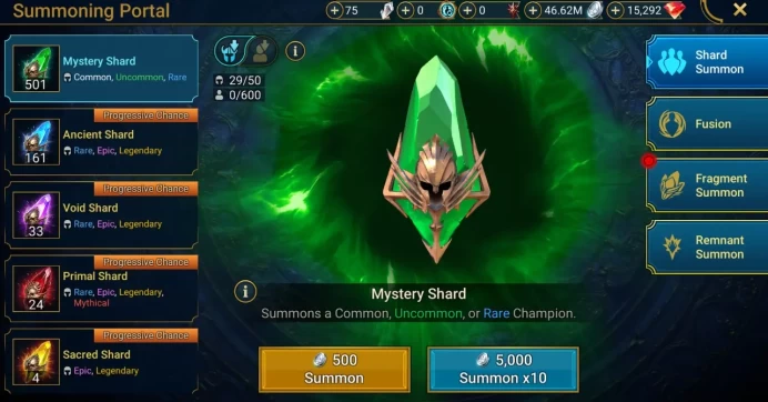 Starter with Lilitu + Shards : 161 Ancient, 33 Void, 24 Primal, 4 Sacred | Ninja + 17 Login Legendary | Mine max