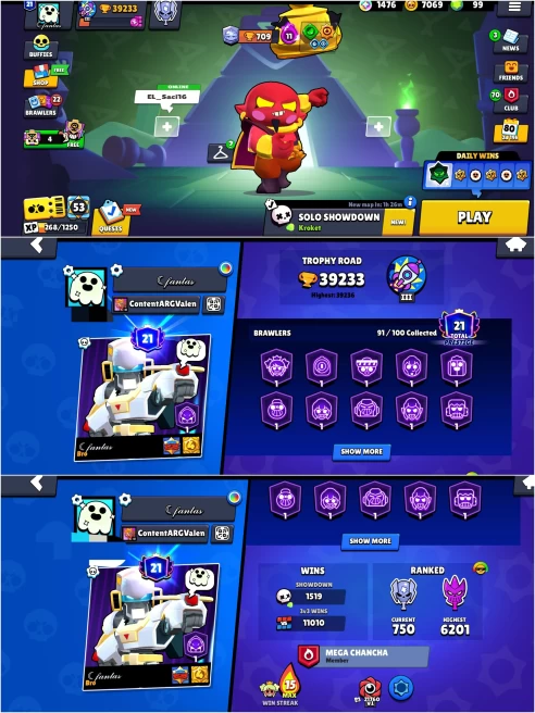 BEST BS 39.2k TROPHY, 91/100 UNLOCKED, 27 HYPERCHARGED, 1 MAXED, 235 OP SKINS [4 MYTHIC+7 LEGENDARY+4 HYPERCHARGED] ,550 PINS,323 ICON,153 SPRAY
