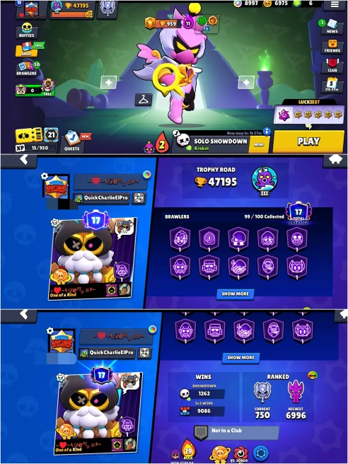 BEST BS 47.1k TROPHY, 99/100 UNLOCKED, 48 HYPERCHARGED, 1 MAXED, 331 OP SKINS [8 MYTHIC+7 LEGENDARY+4 HYPERCHARGED] ,778 PINS,425 ICON,199 SPRAY