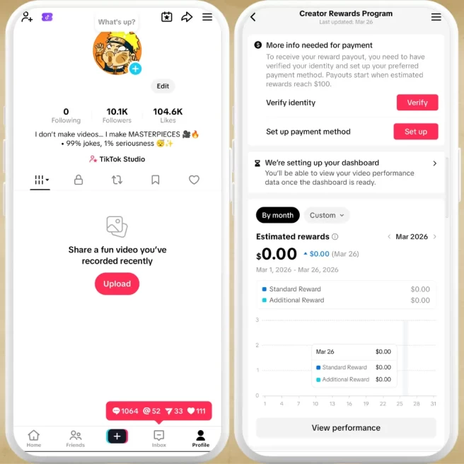 [USA] Fully Monetized Creator Rewards Program Account – 9K Real Followers & 104K Likes | Instant Earnings, Full Access & Email Included