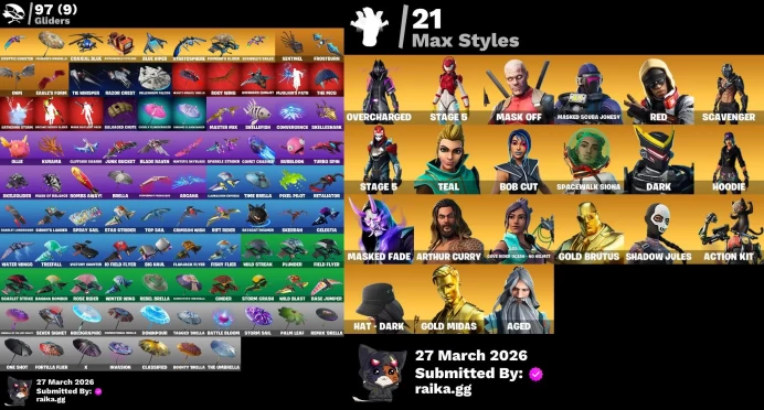 [PC/XBOX] 87 skins | Honor Guard | Astro Jack | Gold Brutus | Gold Midas | Naruto Uzumaki | Cloud Striker |	Y734