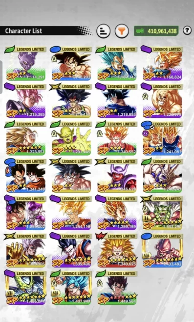 B20-IOS+Android-LR Vegito+5 UL(Super Buu+Buu Kid)+27 Legends+Good Equipment+Good Team+410 Millions Power+Nice Zenkai+Vegito Green 11 Red Star