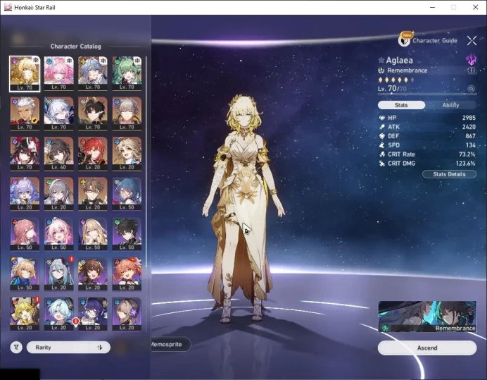 Asia|TL 59|Aglaea+Archer Prem Team|9 Limited|Yao Guang+Sign,Aglaea,Cyrene,Sunday,Huohuo,Sparkle,etc|CheckSS|TakeMail(HSR6133)