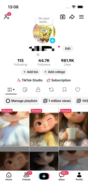Instanly Delivery/ Monetized 44K Real Followers+980K Real Likes Account/ Creator Rewards Program Activated/ Full Access