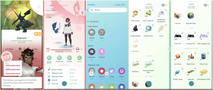 Level 70 Account || 8M Dust, 100IV Zekrom, 295 Total Pokemon, 137 Shinies, 3 Shiny Legends, 12 100IVs Pkm, 102 Legends, 3 Dynamax. o085