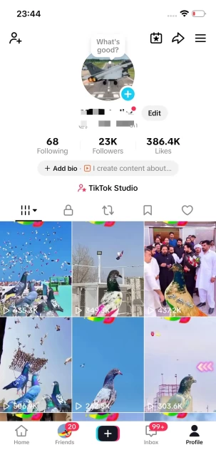 France Monetized Account/ 23K Real Followers+380K Real Likes/ Creator Rewards Program Activated/ Live Stream/ Full Access