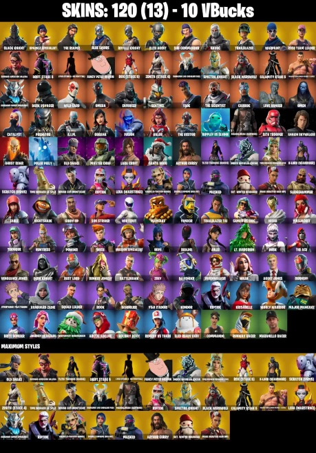 PC | 120 SKINS | OG STW | BLACK KNIGHT | SPARKLE SPECIALIST | THE REAPER | MASTER CHIEF | BLUE SQUIRE | ROYALE KNIGHT | ELITE AGENT | TRAILBL...