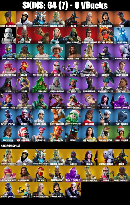 PC/NS | 71 SKINS | HERON STANCE HERO | TART TYCOON | HARBINGER ARMOR OMEGAROK | SORANA (GREY) | COLLECTOR KADO THORNE | SPECTRA KNIGHT | XEV ...