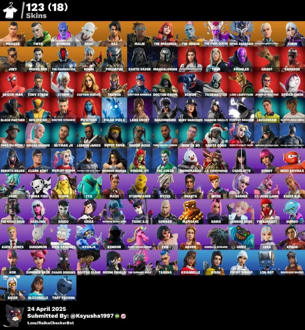 PC/NS | 129 SKINS | RENEGADE RAIDER | TART TYCOON | MALIK (SOLITARY DEFENDER) | PARADIGM (AURELIAN) | THE FOUNDATION (HELMET OFF) | 2200 VB...
