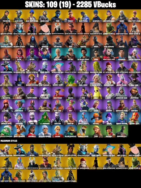 PC | 118 SKINS | OG STW | THE REAPER | ELITE AGENT | BLUE TEAM LEADER | ROGUE AGENT | FIXER | PRODIGY | BLUE STRIKER | HAVOC | SUB COMMANDER ...