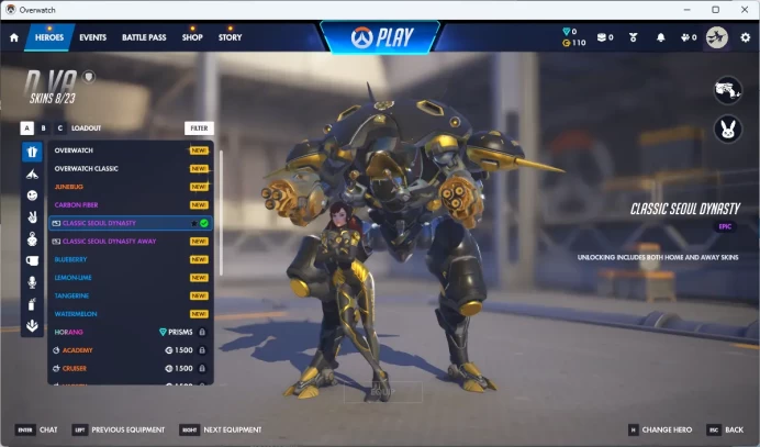 CLASSICSEOUL DYNASTY/7206 LEGACY COMPETITIVE POINTS/3 Golden Weapons/NOIRE/Full Mail Access/see the picture/Please Read Description / Billy