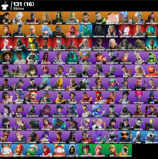 (PC PSN XBOX) 131 skins | Era | Snap | Optimus Prime | Zeus | Hades | Spectra Knight | The Ageless | Twyn | Peter Griffin | Renzo the Destroyer 