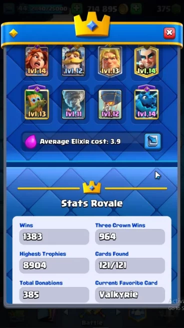 Lv 44|Trophy 8840|KTL 14|Limit Skin|Total Card 121|2 HERO 13 EVO 8 Camps 21 Legend 33 Epic 30 Rare|1 WildShard|TakeEmail(CR1647)