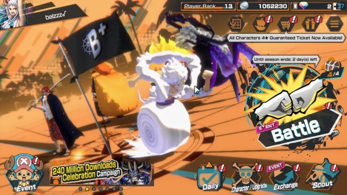 Global|6 EX| Gear 5 Luffy,T5E St.Jaygarcia,T4E Marshall,Kadio Yamato,Blackbeard Kuzan,Divine Shanks |Rank 13|Bandai|(OPBR2206)