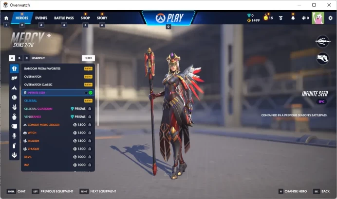 1499 Overwatch Coins / 2 Gold Weapons / Full Mail Access / see the picture / Please Read Description / Nelda