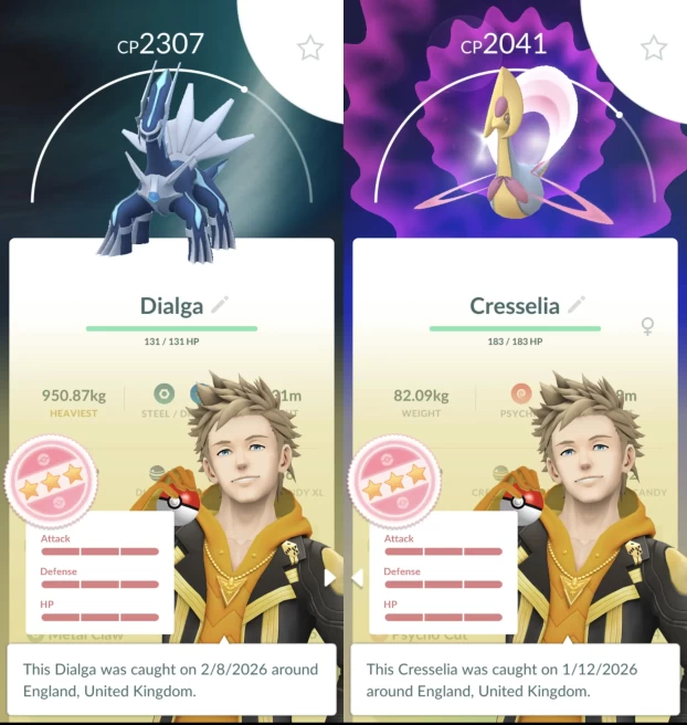 Level 70 PoGo || 7M Stardust, Hundo Dialga, 1 Galar Bird, 412 Total Pkm, 3 Shiny Legends, 100 Legendaries, 146 Shinies, 2 100IVs Legends. o095
