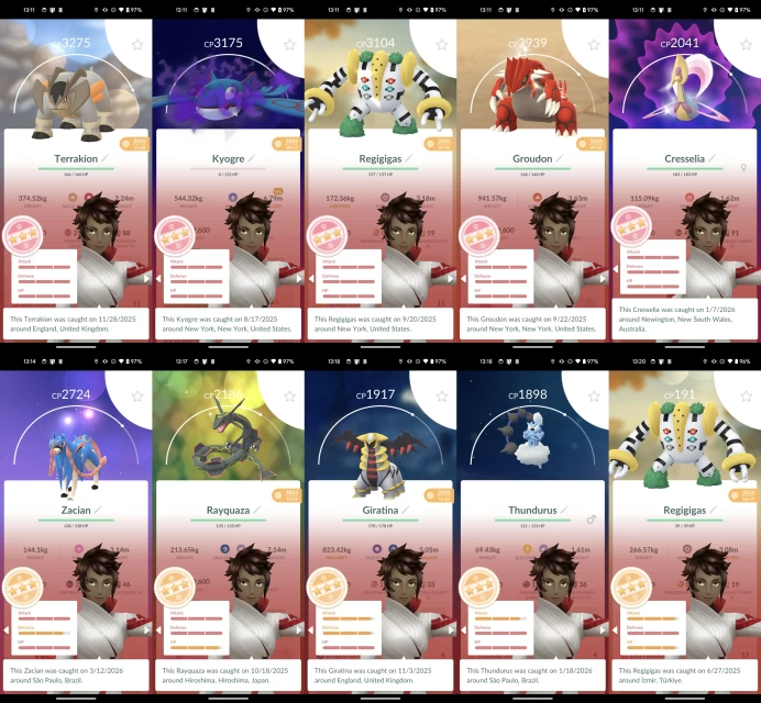 Level 72 Account -- 13M Stardust, 100IVs Terrakion, 27 Hundos, 7 Shiny Legends, 5 Perfect Legends, 169 Shinies, 400 Ttal Pkm, Pkm Stor 500. d340