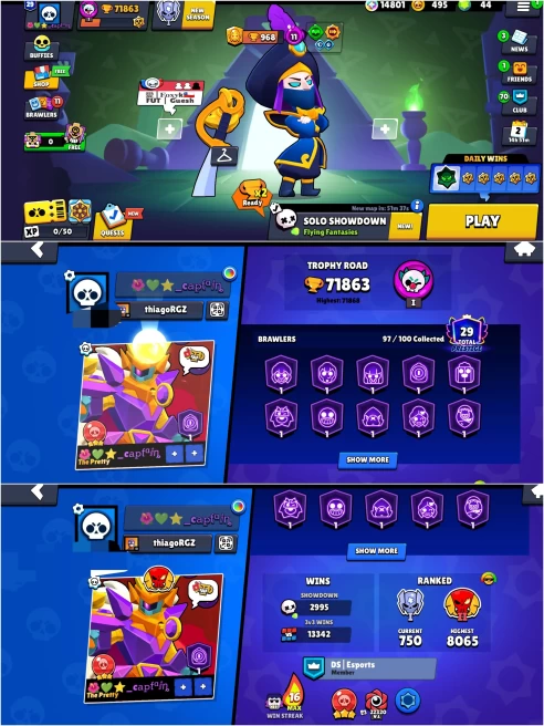 BEST BS 71.8k TROPHY, 97/100 UNLOCKED, 41 HYPERCHARGED, 8 MAXED,266 OP SKINS [5 MYTHIC+10 LEGENDARY+6 HYPERCHARGED],839 PINS,383 ICON,176 SPRAYS