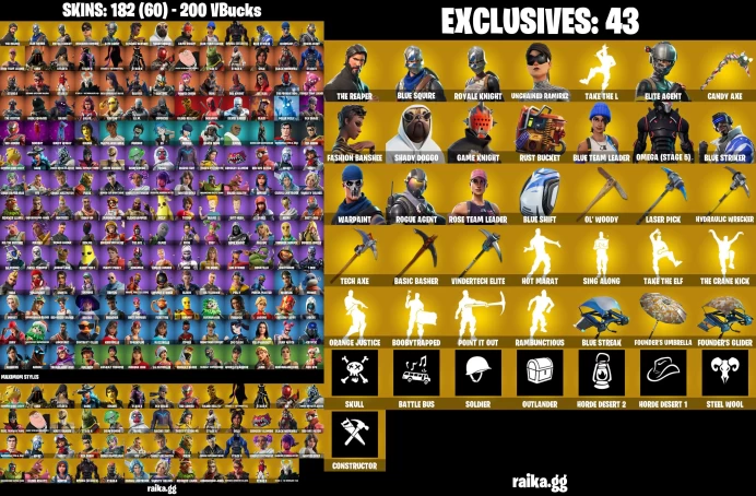 [Rent Cheap Accounts for 14 Days] 182 skins | OG STW | The Reaper | Blue Squire | Royale Knight | Unchained Ramirez | Take The L | Aura	NN10