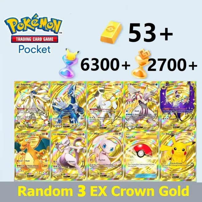 [GLOBAL]Pokemon TCG Pocket Starter Account with Random 3 EX Crown card & 53+ Pokégold & 6300+ Pack Hourglass & 2700+ Wonder Hourglass