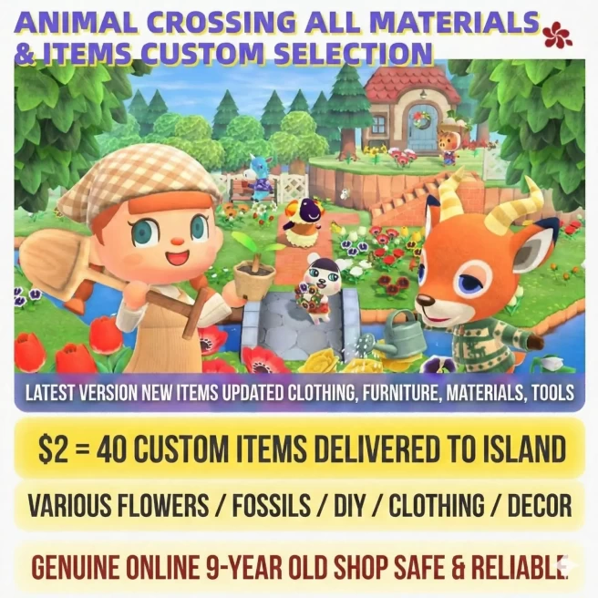 Switch Animal Crossing: New Horizons | DIY Materials, Custom Furniture & Clothing, Exclusive Rare Items – Choose Any 40 Pieces