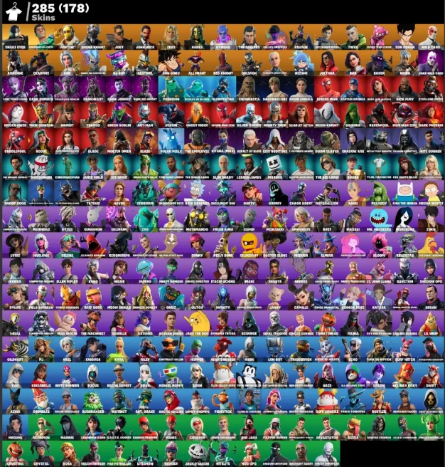 (PC PSN XBOX) 285 skins | 178 PURCHASED SKINS / Renegade Raider | Snake Eyes | Championship Jonesy | Raptor | Spider Knight | Joey | John Wick |