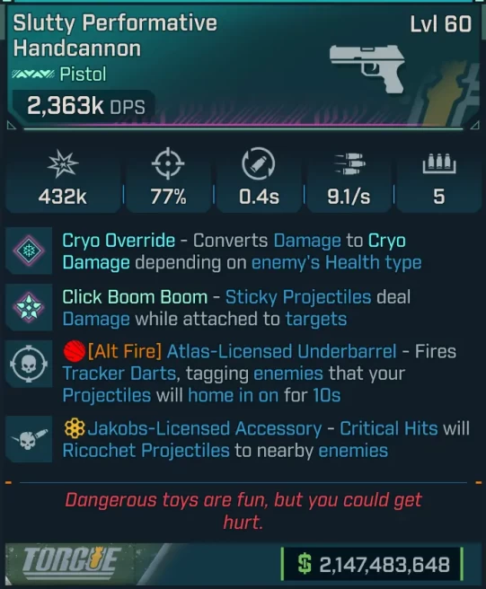 [PEARLESCENT] L60 HANDCANNON (CRYO CONVERT) - 2,363K DPS - 77% ACCURACY - 9.1 FIRE RATE - 0.4S RELOAD - JAKOBS RICOCHET - INSANE!