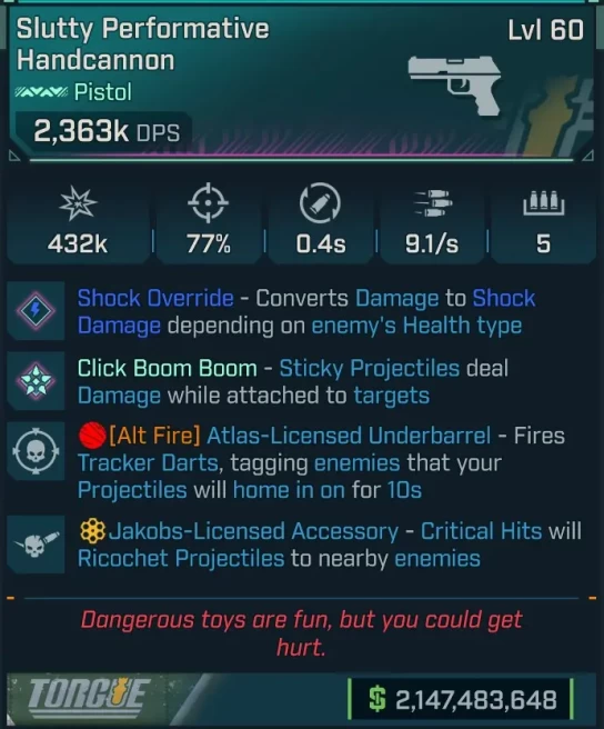 [PEARLESCENT] L60 HANDCANNON (SHOCK CONVERT) - 2,363K DPS - 77% ACCURACY - 9.1 FIRE RATE - 0.4S RELOAD - JAKOBS RICOCHET - INSANE!