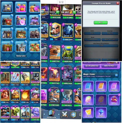 Level 60 ~ 22 evo ~ 2024-25 spectator ~1 hero ~ 1 lvl 16~ 12 elite~ 46 max 14~ 112 emote~ 12 tower~free nc ~tropies 11k+ ~many itmes~ 2k 
