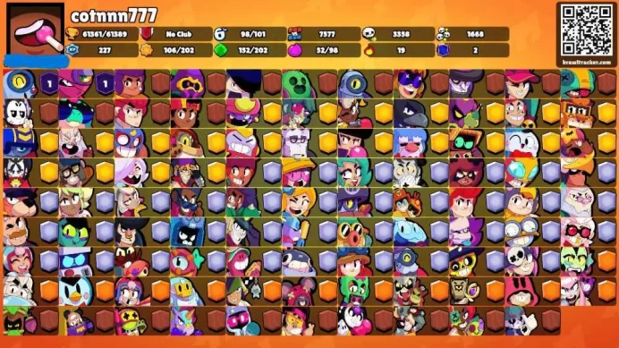61K Trophies LVL130 | 98/100 Brawlers | 34 Max Brawlers - 27 Hypercharges | 275 Skins | 820 Pins | 393 Icons | Legendary, Rank 35, Masters, rare