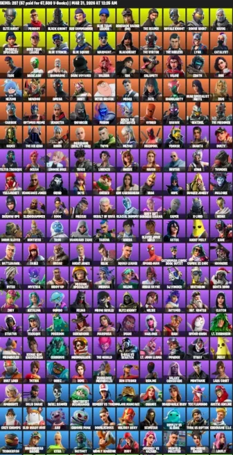207 Skins | og stw | og renegade raider | black knight | sparkle specialist | the reaper | blue squire | royale knight |