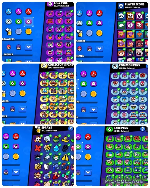 BS ACC || 52K TROPHIES || 100/100 BRAWLERS || 22 HC BRAWLERS , 2 MAX = 24 MAX || 6 HC SKINS || MANY SKINS ,EMOTE AND SPRAYS || 261 SKINS || VB11