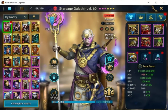 Lv40 455K Power|5,5K Gems+25K Energy|1 Mythical (Galathir)|14 Legendary (Ninja,Alice,Rathalos,Xenomorph,Etc)|Plarium(RSL1364)