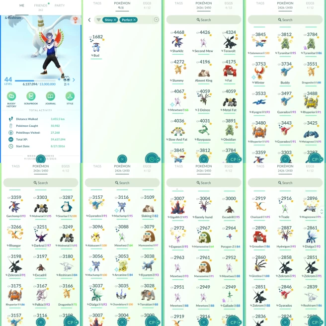 ACw1070 - Mystic | x51 3000CP| x352 2000CP| x274 legendary| x313 shiny |x29 Mewtwo (x5 Shiny) x7 Rayquaza (x2 Shiny x1 100IV) x6 Lugia (x1 Apex)