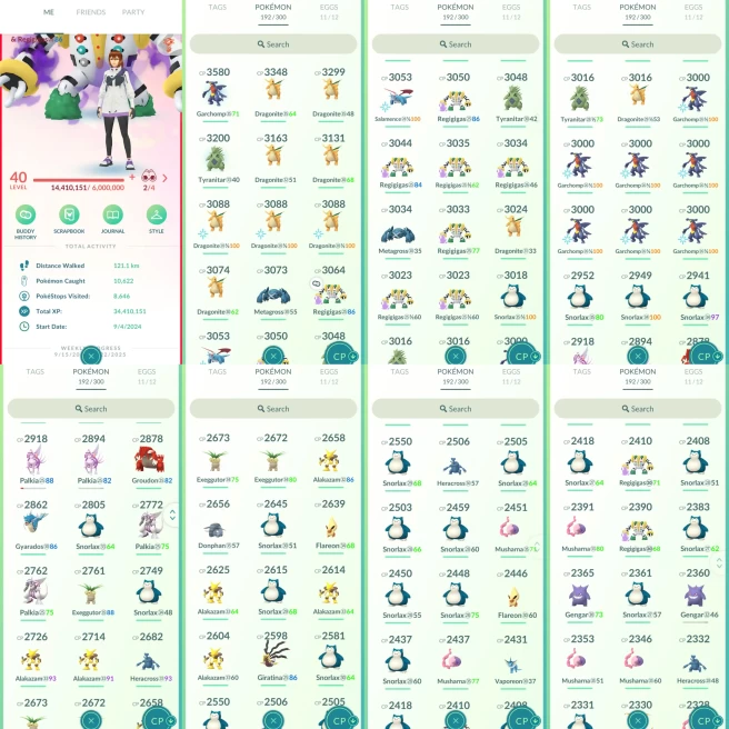 ACl1076 Valor | x33 3000CP | x142 2000CP| Latios Groudon x7 Palkia x10 Regigigas SHADOW Giratina Cresselia Tapu Fini | 100IV x7 Garchomp x3 Drag
