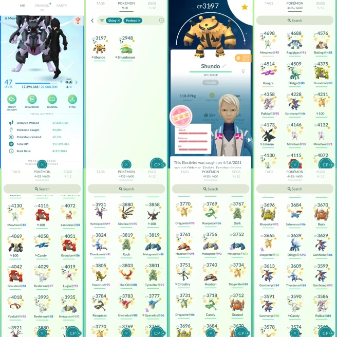 ACw1088 - Mystic | x163 3000CP|x620 2000CP|x276 Legendary|x366 Shiny|x14 Mewtwo (x2 Shiny x6 Armored) x12 Lugia (x5 Shiny) x18 Kyogre (x2 Shiny)