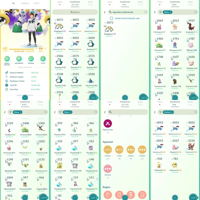 ACm1108 -Level 59 | 2816772 dust | x57 shiny x8 100IV | CP3000+ 5 CP2000+ 66 | Legendary Regigigas SHADOW | Shinys x2 Venusaur Charizard x2 Blas