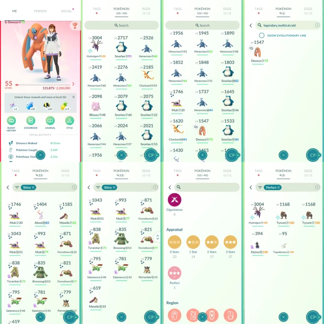 ACm1124 -Level 55 | 1430005 dust | x13 shiny x5 100IV | CP3000+ 1 CP2000+ 12 | Deoxys | Shiny SHADOW  x2 Salamence Tyranitar | 100IV Hydreigon