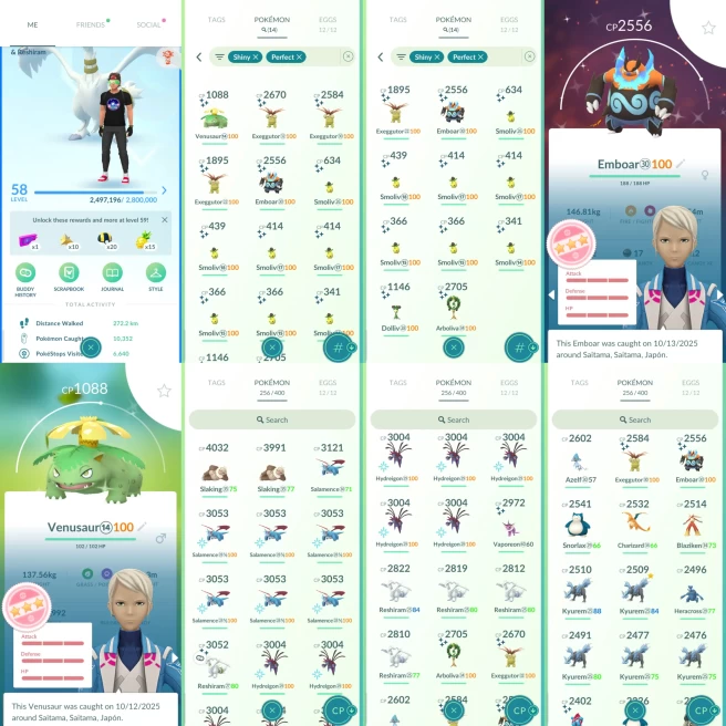 AC1130 Mystic |x17 3000CP |x57 2000CP | x14 SHUNDO Emboar Venusar | x5 Reshiram (x1 Shiny) Azelf x5 Kyurem Moltres | 100IV x6 Salamence x7 Hydre