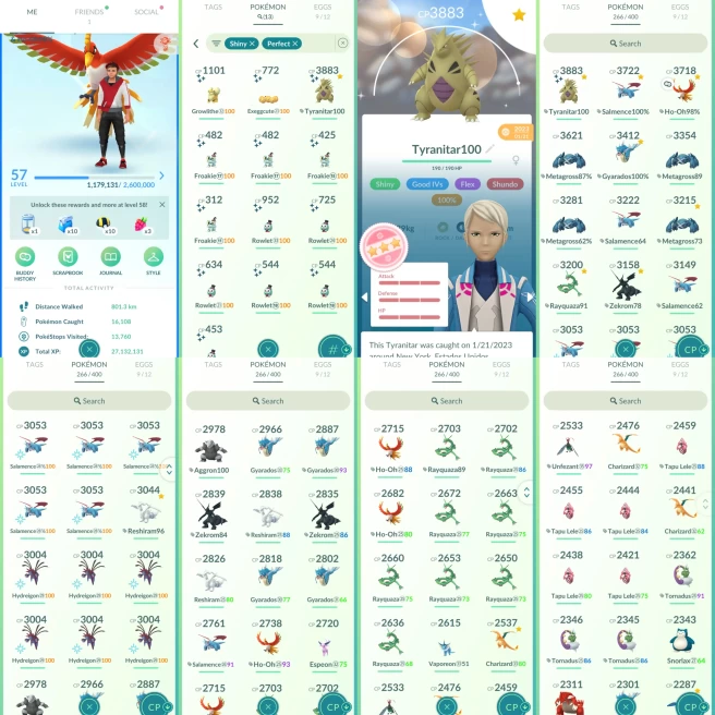 AC1153 Mystic |x24 3000CP |x92 2000CP |x13 SHUNDO Tyranitar | x4 Ho-Oh Kyogre Groudon x9 Rayquaza x3 Reshiram x5 Zekrom | 100IV x6 Hydreigon Gya