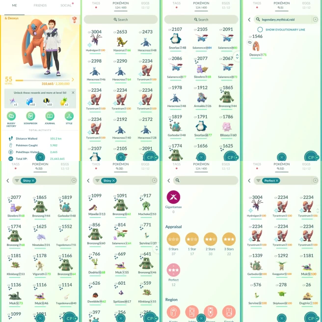 ACm1160 -Level 55 | 1524425 dust | x32 shiny x12 100IV | CP3000+ 1 CP2000+ 18 | Deoxys | 100IV Hydreigon x5 Tyrantrum | Shiny SHADOW Salamence