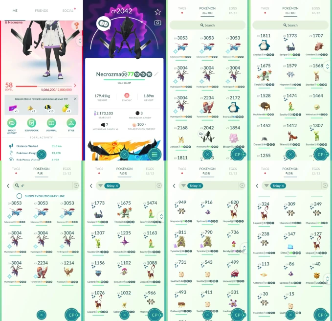 ACm1182 -lv: 58 Valor | x7 3000CP | x11 2000CP | x1 Legendary | x35 shiny | x9 100IV | Necrozma | 3000PC+ 100IV x3 Salamence x4 Hydreigon | Tyra